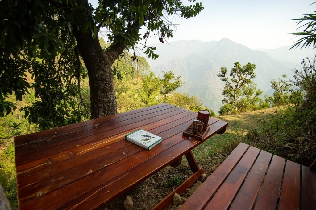 Book reading nook in a Himalayan homestay in Nainital India